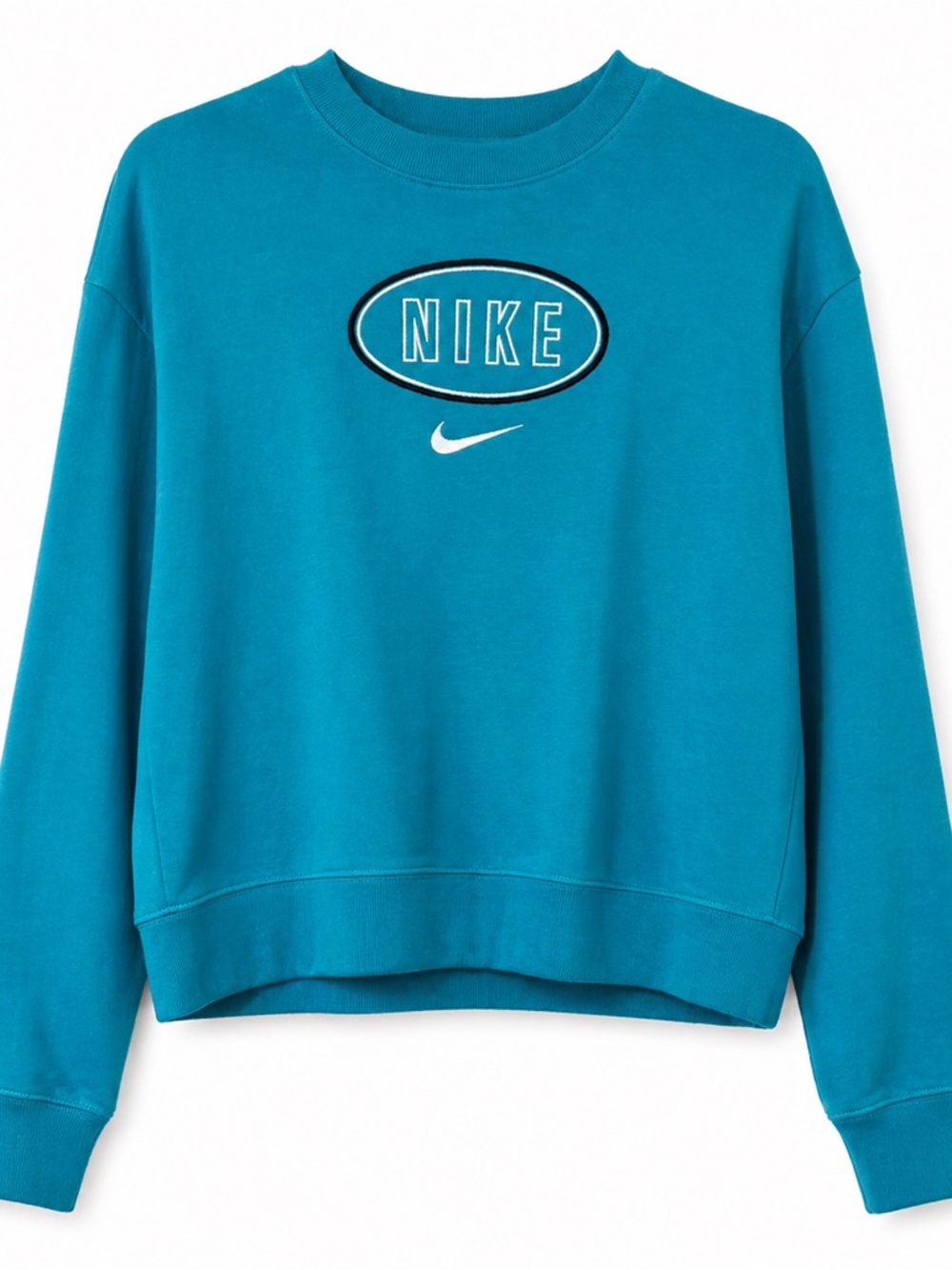 Nike Women's Teal Crew Sweatshirt with White Logo